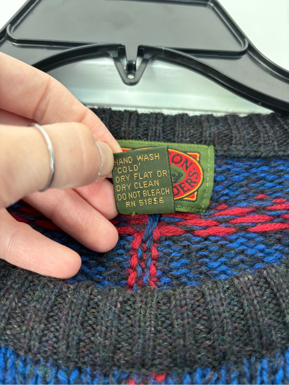 Vintage 90s Boston Traders Pure Wool Tartan Plaid Sweater XL Grandpa Cabincore - Picture 4 of 4